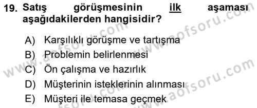 Spor Pazarlaması Dersi 2023 - 2024 Yılı Yaz Okulu Sınav Soruları 19. Soru