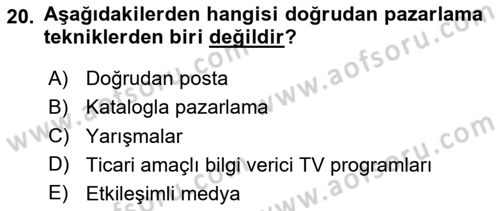 Spor Pazarlaması Dersi 2023 - 2024 Yılı Yaz Okulu Sınav Soruları 20. Soru