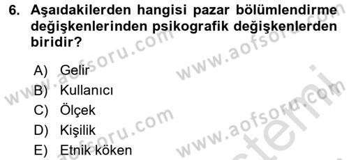Spor Pazarlaması Dersi 2023 - 2024 Yılı Yaz Okulu Sınav Soruları 6. Soru