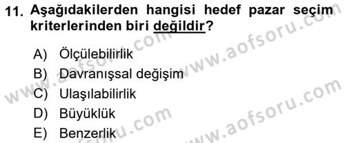 Spor Pazarlaması Dersi Ara Sınavı Deneme Sınav Soruları 11. Soru