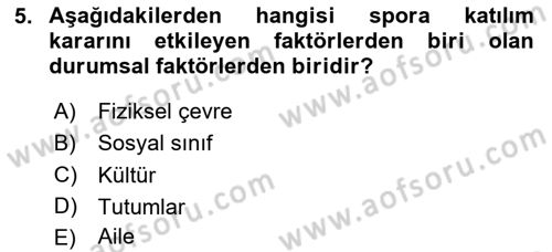 Spor Pazarlaması Dersi Ara Sınavı Deneme Sınav Soruları 5. Soru