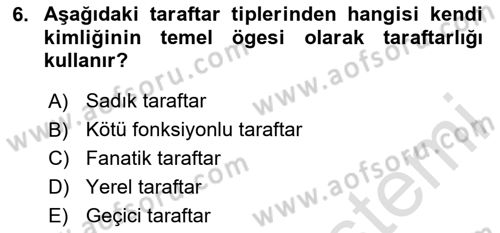 Spor Pazarlaması Dersi Ara Sınavı Deneme Sınav Soruları 6. Soru