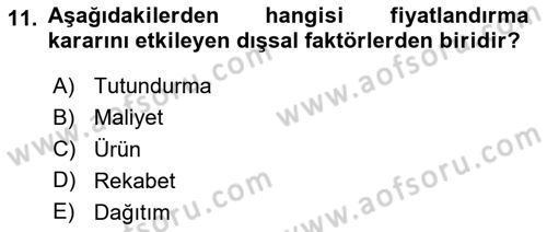 Spor Pazarlaması Dersi 2024 - 2025 Yılı (Final) Dönem Sonu Sınav Soruları 11. Soru