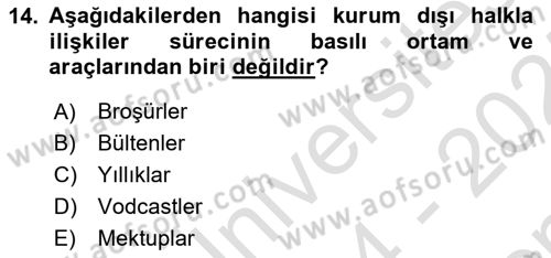 Spor Pazarlaması Dersi 2024 - 2025 Yılı (Final) Dönem Sonu Sınav Soruları 14. Soru