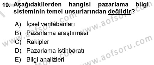 Spor Pazarlaması Dersi 2024 - 2025 Yılı (Final) Dönem Sonu Sınav Soruları 19. Soru
