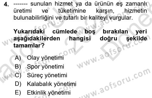 Spor Pazarlaması Dersi 2024 - 2025 Yılı (Final) Dönem Sonu Sınav Soruları 4. Soru