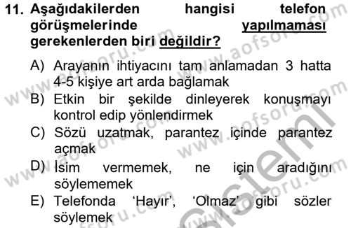 Müşteri İlişkileri Yönetimi Dersi 2012 - 2013 Yılı (Vize) Ara Sınav Soruları 11. Soru