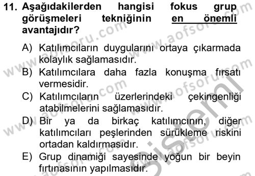 Müşteri İlişkileri Yönetimi Dersi 2012 - 2013 Yılı (Final) Dönem Sonu Sınav Soruları 11. Soru