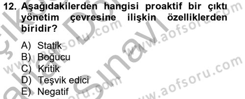 Müşteri İlişkileri Yönetimi Dersi 2012 - 2013 Yılı (Final) Dönem Sonu Sınav Soruları 12. Soru