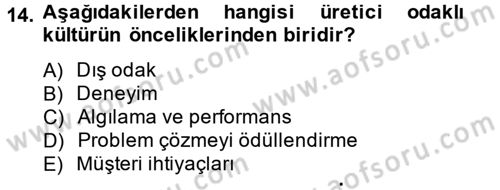 Müşteri İlişkileri Yönetimi Dersi 2012 - 2013 Yılı (Final) Dönem Sonu Sınav Soruları 14. Soru