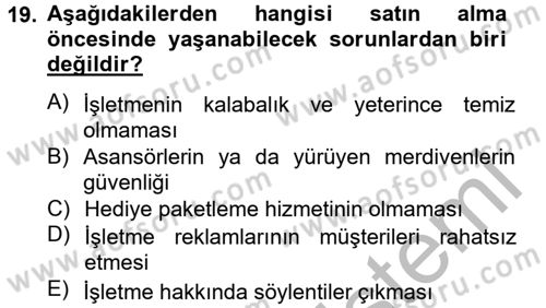 Müşteri İlişkileri Yönetimi Dersi 2012 - 2013 Yılı (Final) Dönem Sonu Sınav Soruları 19. Soru