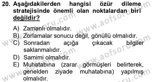Müşteri İlişkileri Yönetimi Dersi 2012 - 2013 Yılı (Final) Dönem Sonu Sınav Soruları 20. Soru