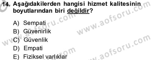 Müşteri İlişkileri Yönetimi Dersi 2013 - 2014 Yılı (Vize) Ara Sınav Soruları 14. Soru