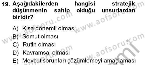 Müşteri İlişkileri Yönetimi Dersi 2013 - 2014 Yılı (Vize) Ara Sınav Soruları 19. Soru
