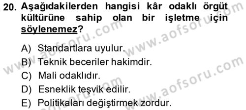 Müşteri İlişkileri Yönetimi Dersi 2013 - 2014 Yılı (Final) Dönem Sonu Sınav Soruları 20. Soru