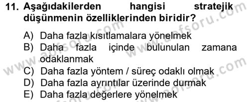 Müşteri İlişkileri Yönetimi Dersi 2013 - 2014 Yılı Tek Ders Sınav Soruları 11. Soru