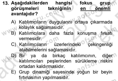 Müşteri İlişkileri Yönetimi Dersi 2013 - 2014 Yılı Tek Ders Sınav Soruları 13. Soru