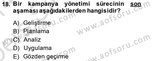 Müşteri İlişkileri Yönetimi Dersi 2013 - 2014 Yılı Tek Ders Sınav Soruları 18. Soru