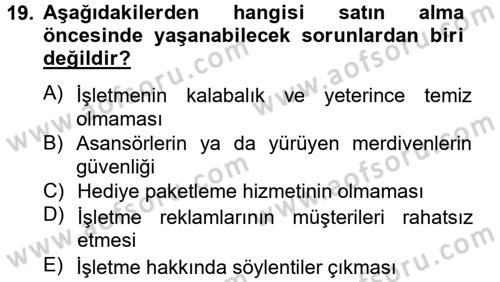 Müşteri İlişkileri Yönetimi Dersi 2013 - 2014 Yılı Tek Ders Sınav Soruları 19. Soru