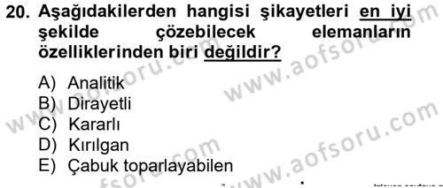 Müşteri İlişkileri Yönetimi Dersi 2013 - 2014 Yılı Tek Ders Sınav Soruları 20. Soru