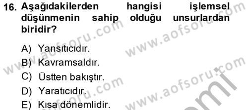 Müşteri İlişkileri Yönetimi Dersi 2014 - 2015 Yılı (Vize) Ara Sınav Soruları 16. Soru