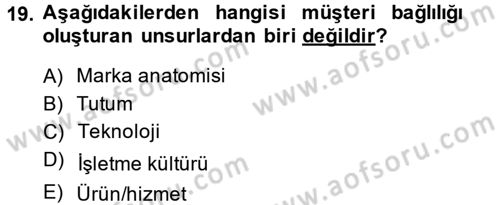 Müşteri İlişkileri Yönetimi Dersi 2014 - 2015 Yılı (Vize) Ara Sınav Soruları 19. Soru