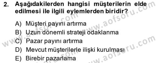 Müşteri İlişkileri Yönetimi Dersi 2014 - 2015 Yılı (Vize) Ara Sınav Soruları 2. Soru
