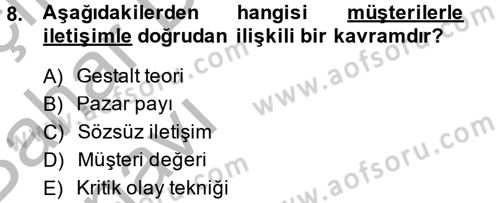 Müşteri İlişkileri Yönetimi Dersi 2014 - 2015 Yılı (Vize) Ara Sınav Soruları 8. Soru