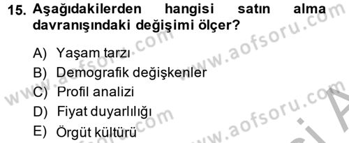 Müşteri İlişkileri Yönetimi Dersi 2014 - 2015 Yılı (Final) Dönem Sonu Sınav Soruları 15. Soru