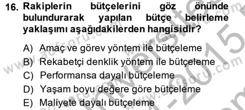 Müşteri İlişkileri Yönetimi Dersi 2014 - 2015 Yılı (Final) Dönem Sonu Sınav Soruları 16. Soru