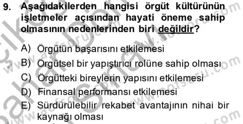 Müşteri İlişkileri Yönetimi Dersi 2014 - 2015 Yılı (Final) Dönem Sonu Sınav Soruları 9. Soru