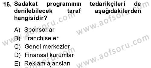 Müşteri İlişkileri Yönetimi Dersi 2014 - 2015 Yılı Tek Ders Sınav Soruları 16. Soru
