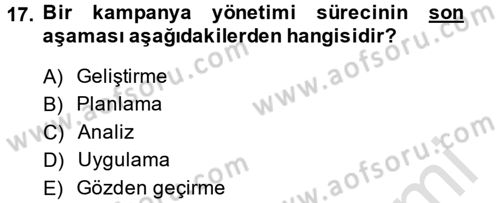 Müşteri İlişkileri Yönetimi Dersi 2014 - 2015 Yılı Tek Ders Sınav Soruları 17. Soru