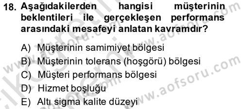 Müşteri İlişkileri Yönetimi Dersi 2014 - 2015 Yılı Tek Ders Sınav Soruları 18. Soru
