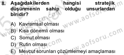 Müşteri İlişkileri Yönetimi Dersi 2014 - 2015 Yılı Tek Ders Sınav Soruları 8. Soru
