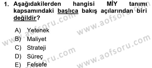 Müşteri İlişkileri Yönetimi Dersi 2015 - 2016 Yılı (Vize) Ara Sınav Soruları 1. Soru