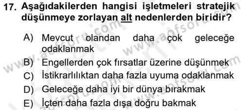 Müşteri İlişkileri Yönetimi Dersi 2015 - 2016 Yılı (Vize) Ara Sınav Soruları 17. Soru