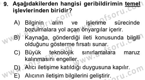 Müşteri İlişkileri Yönetimi Dersi 2015 - 2016 Yılı (Vize) Ara Sınav Soruları 9. Soru