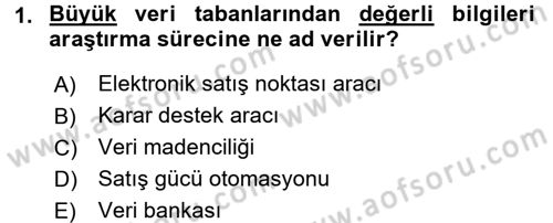 Müşteri İlişkileri Yönetimi Dersi 2015 - 2016 Yılı Tek Ders Sınav Soruları 1. Soru