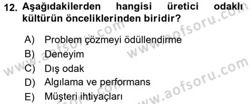 Müşteri İlişkileri Yönetimi Dersi 2015 - 2016 Yılı Tek Ders Sınav Soruları 12. Soru