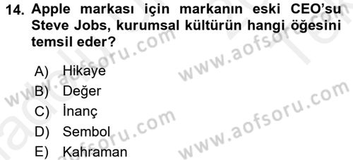 Müşteri İlişkileri Yönetimi Dersi 2015 - 2016 Yılı Tek Ders Sınav Soruları 14. Soru