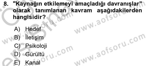 Müşteri İlişkileri Yönetimi Dersi 2016 - 2017 Yılı 3 Ders Sınav Soruları 8. Soru