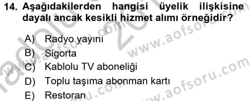 Müşteri İlişkileri Yönetimi Dersi 2016 - 2017 Yılı (Vize) Ara Sınavı 14. Soru