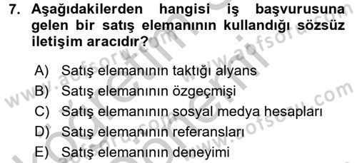 Müşteri İlişkileri Yönetimi Dersi 2016 - 2017 Yılı (Vize) Ara Sınavı 7. Soru