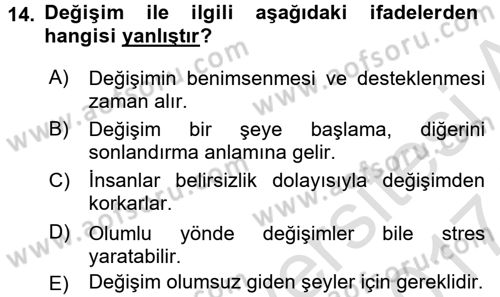 Müşteri İlişkileri Yönetimi Dersi 2016 - 2017 Yılı (Final) Dönem Sonu Sınav Soruları 14. Soru