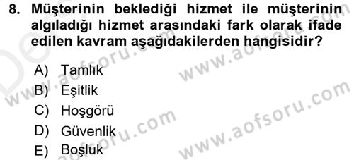 Müşteri İlişkileri Yönetimi Dersi 2017 - 2018 Yılı 3 Ders Sınav Soruları 8. Soru