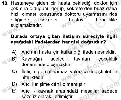 Müşteri İlişkileri Yönetimi Dersi 2017 - 2018 Yılı (Vize) Ara Sınavı 10. Soru