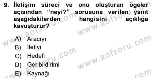 Müşteri İlişkileri Yönetimi Dersi 2017 - 2018 Yılı (Vize) Ara Sınavı 9. Soru