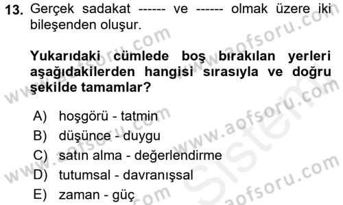 Müşteri İlişkileri Yönetimi Dersi 2017 - 2018 Yılı (Final) Dönem Sonu Sınav Soruları 13. Soru