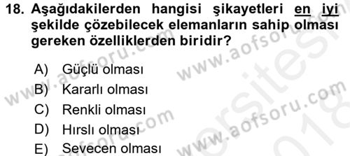 Müşteri İlişkileri Yönetimi Dersi 2017 - 2018 Yılı (Final) Dönem Sonu Sınav Soruları 18. Soru